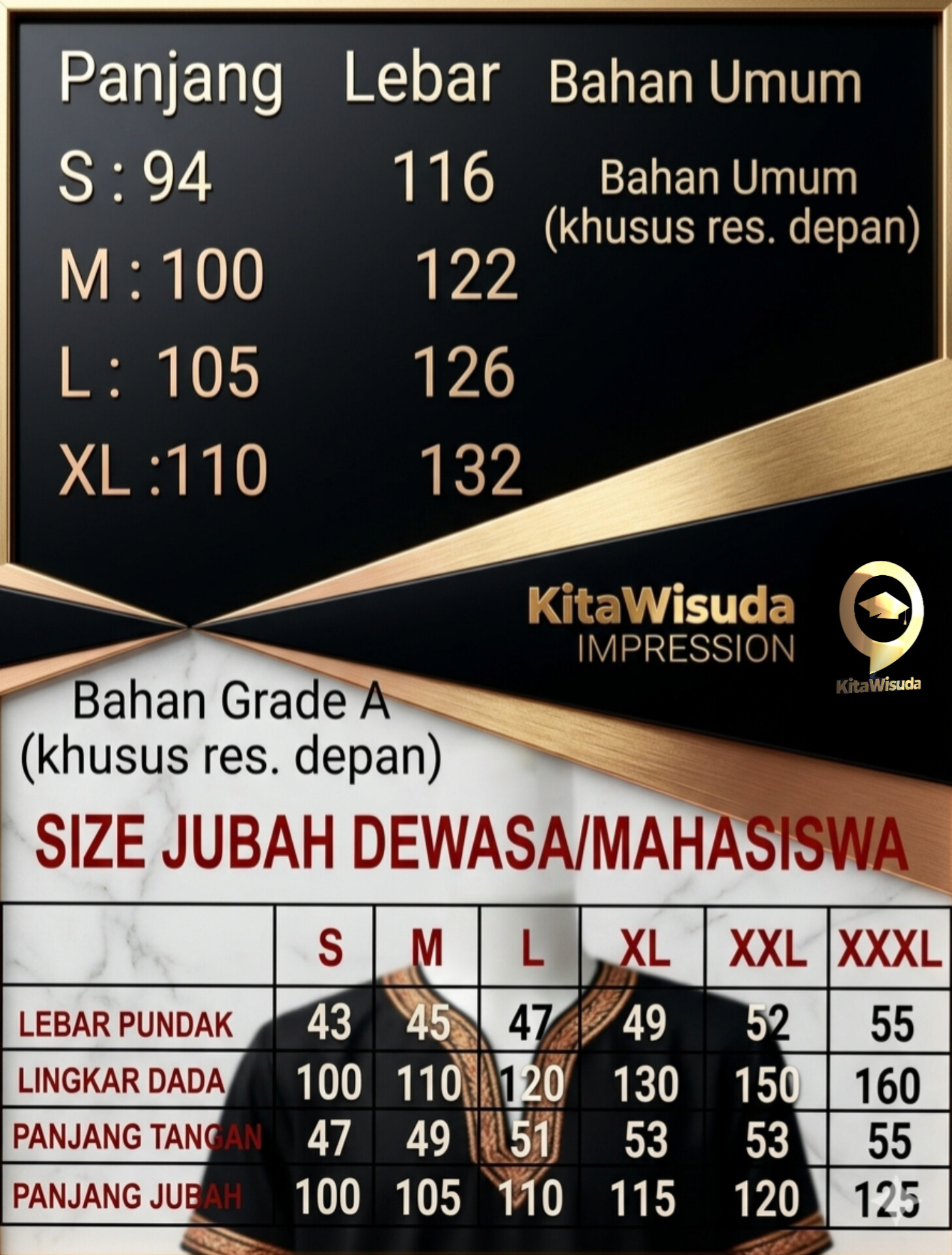 Size Chart Jubah